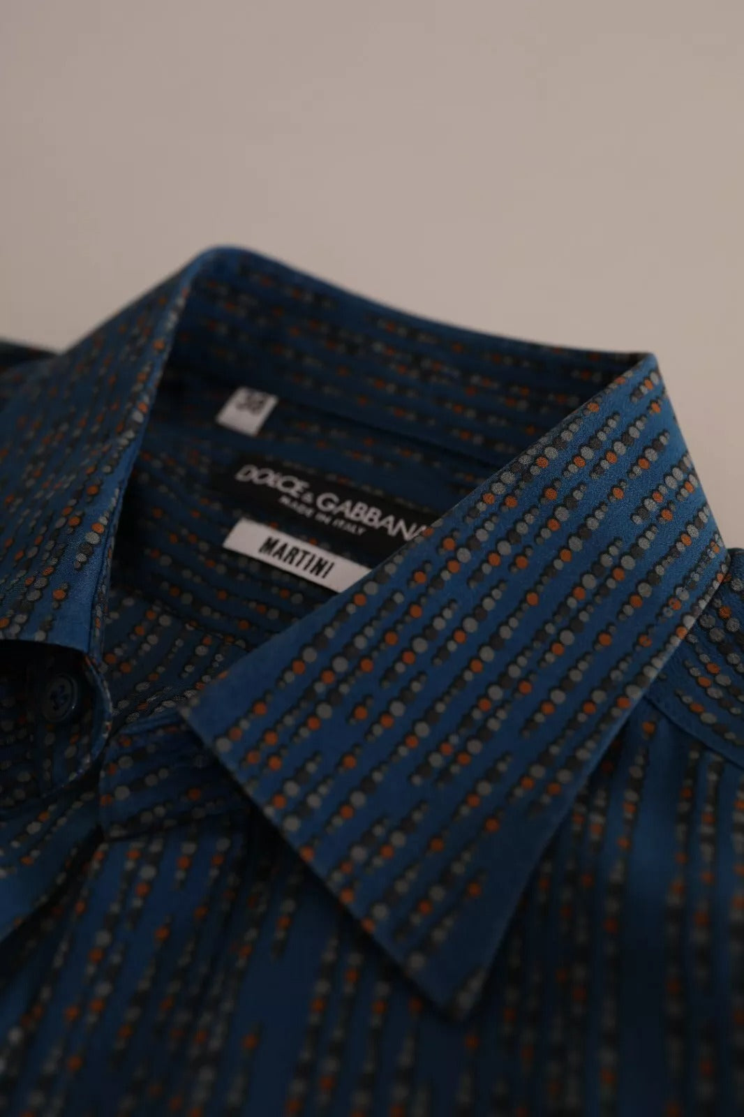 Dolce & Gabbana Blue MARTINI silk shirt with long sleeves and slim fit